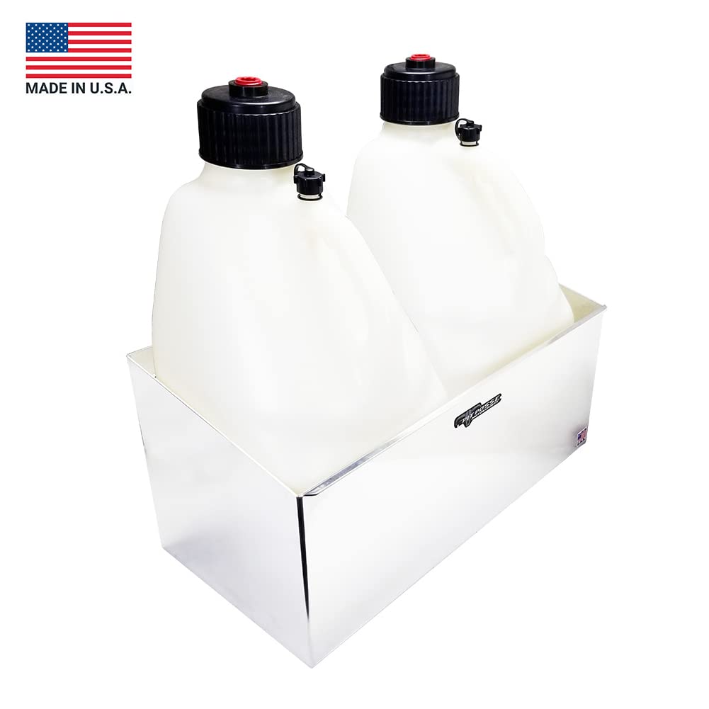 Double Utility Fuel Jug Holder Storage Rack Shelf - Holds Two 5-Gallon Jugs - Anti-Rusting Aluminum I94633