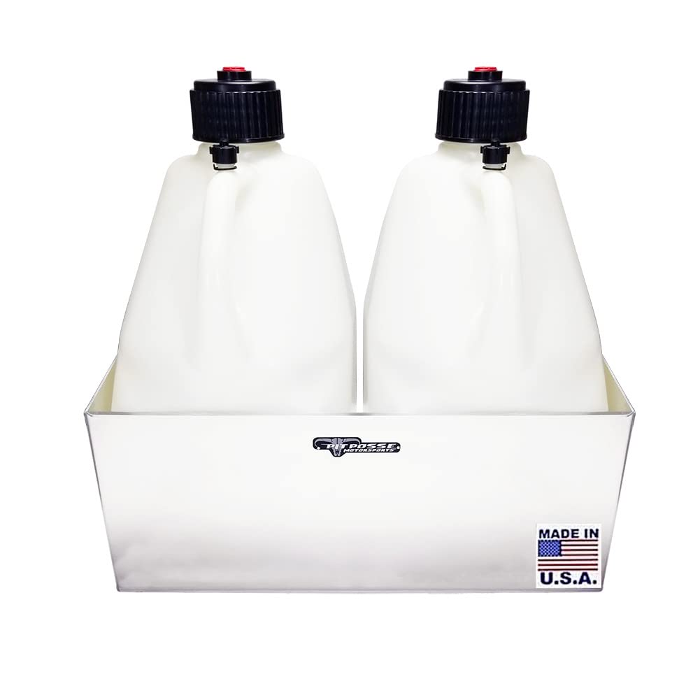 Double Utility Fuel Jug Holder Storage Rack Shelf - Holds Two 5-Gallon Jugs - Anti-Rusting Aluminum I94633