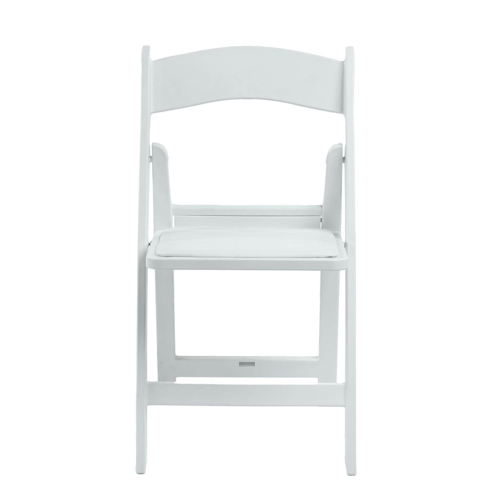 White Resin Folding Chairs with Cushion, 10 Pack S12171