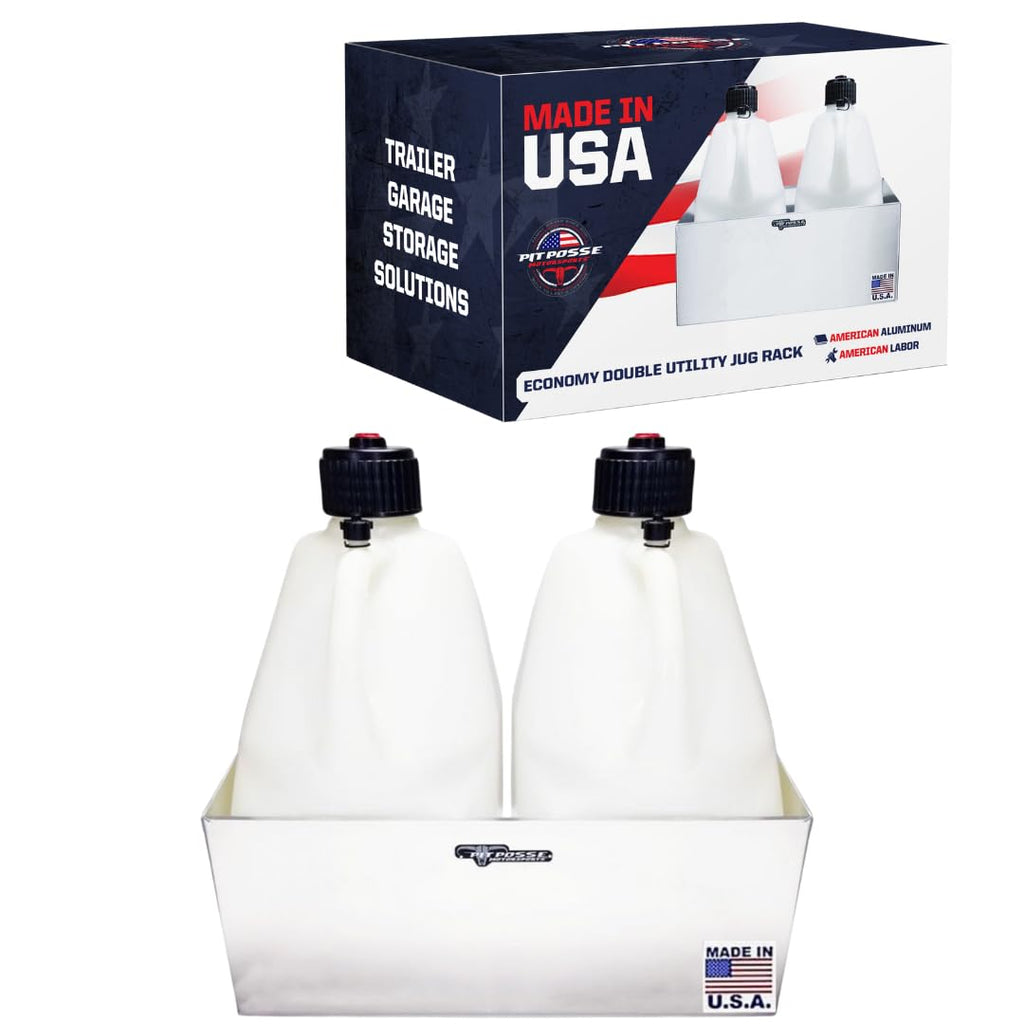 Double Utility Fuel Jug Holder Storage Rack Shelf - Holds Two 5-Gallon Jugs - Anti-Rusting Aluminum I94633