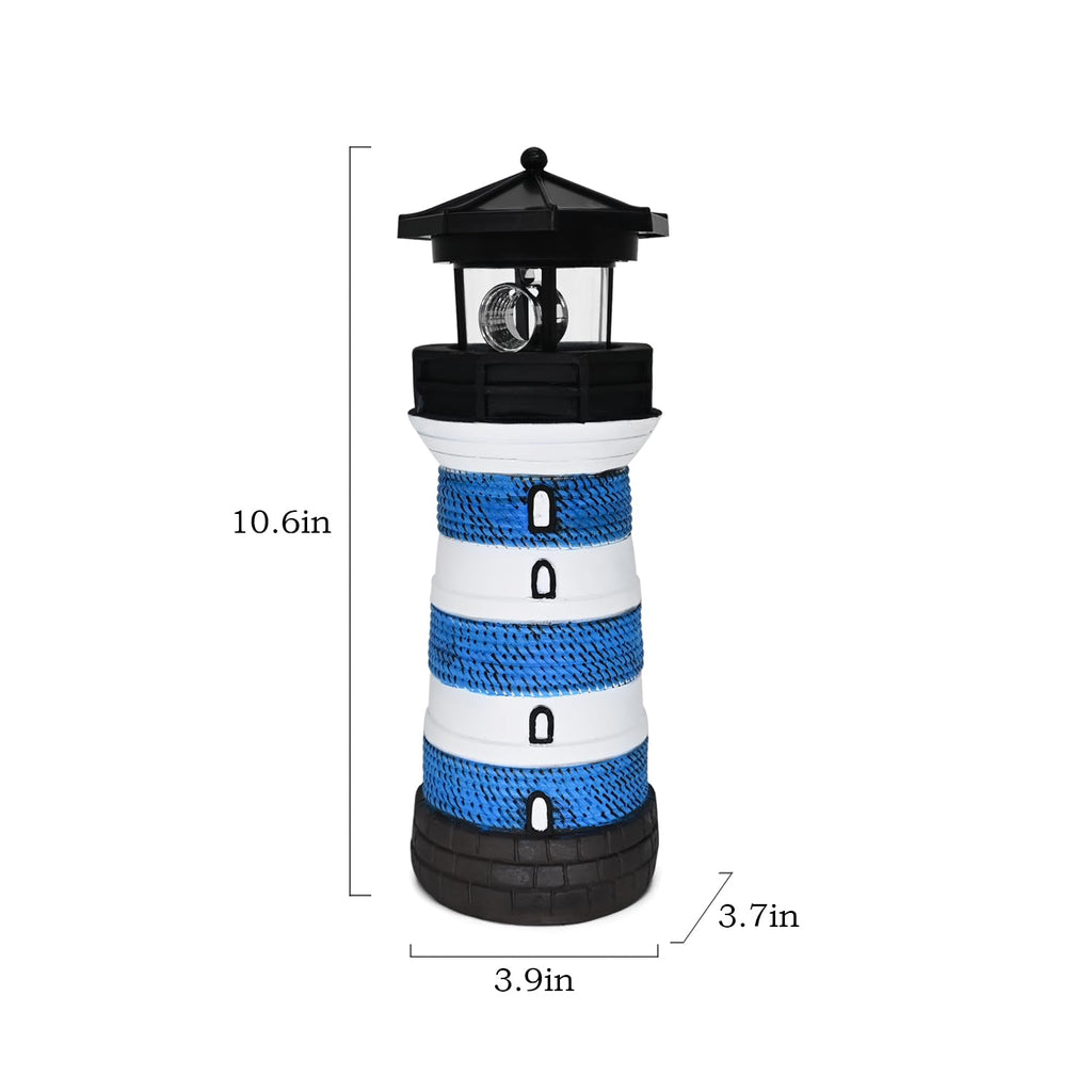 Solar Lighthouse Rotating Beacon Led Yard Statue H77399