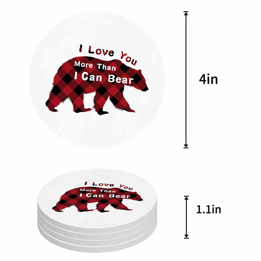 Christmas Bear Ceramic Coasters Set of 6 with Holder X314