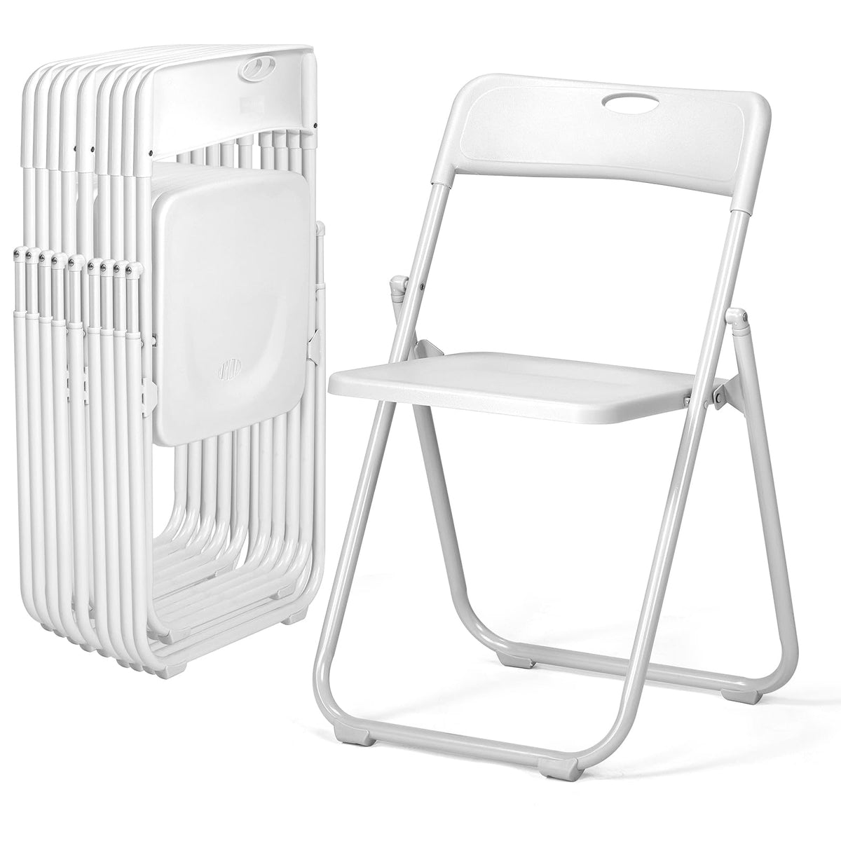 Folding Chairs Set of 10 White Plastic G36610