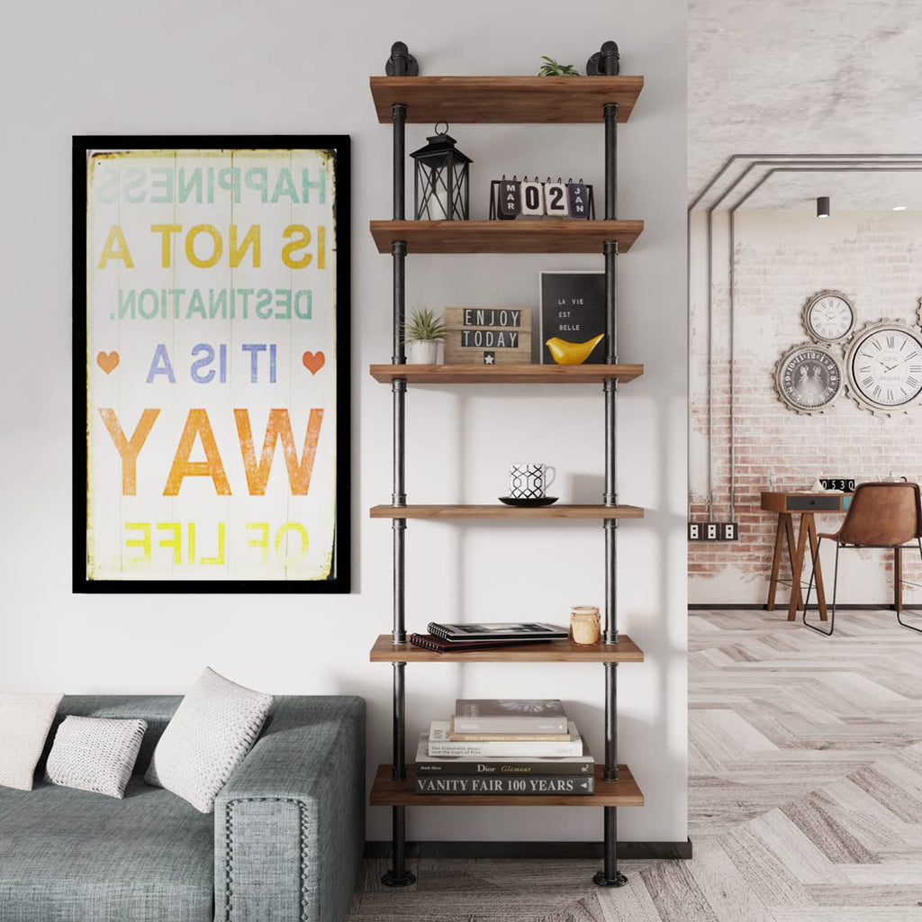 Industrial Pipe 6 Tier Bookshelf I305