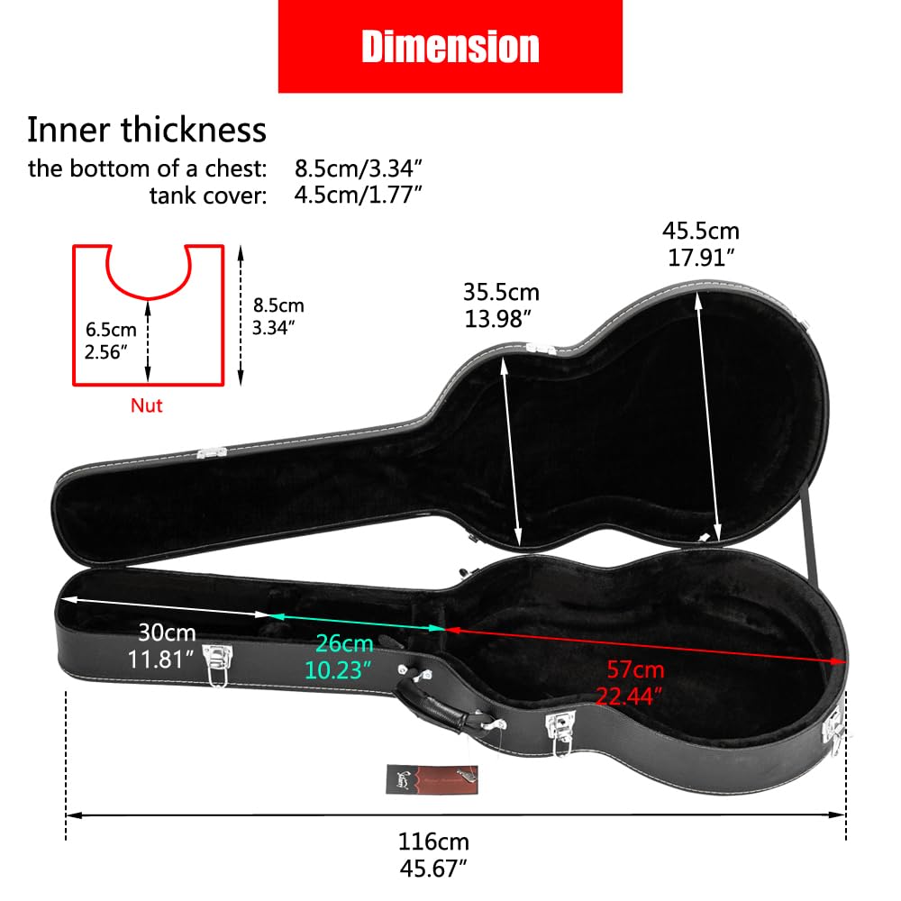 Portable Electric Guitar Hard Case, PU Leather, Black G97102