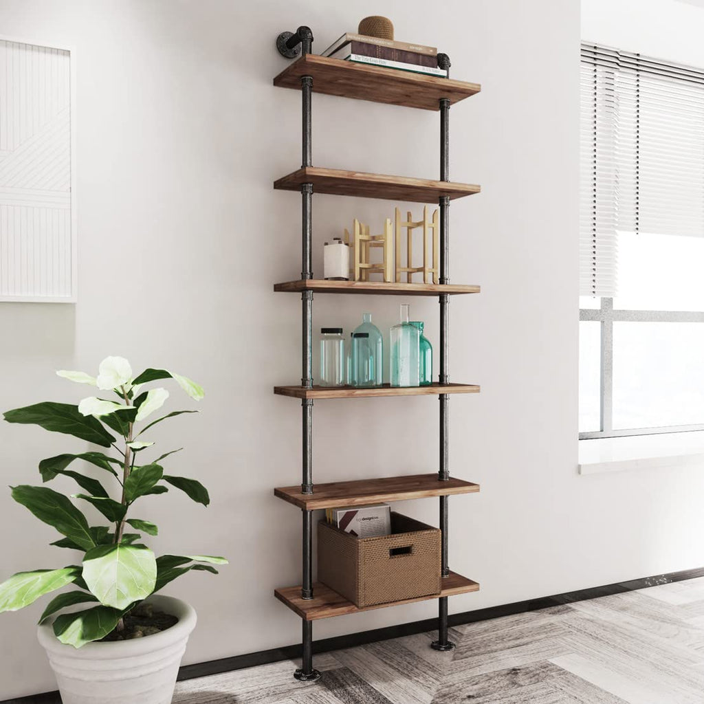 Industrial Pipe 6 Tier Bookshelf I305