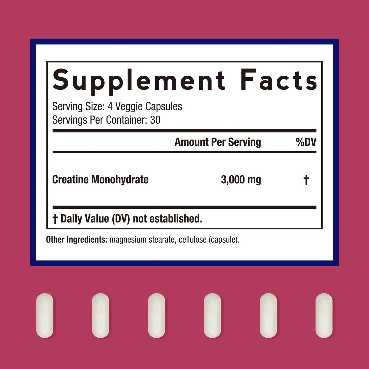 Micronized Creatine Monohydrate 3000 mg Vegan 120 Capsules L649