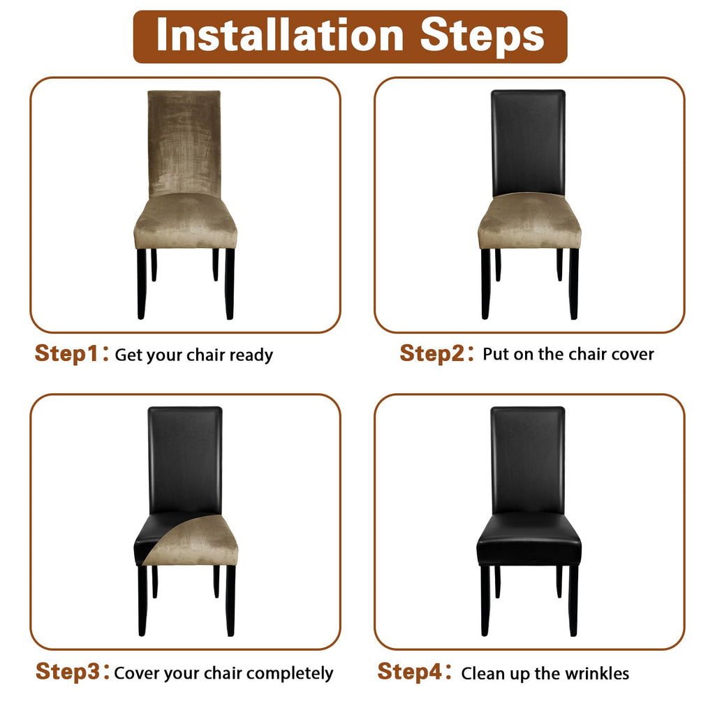 Black Set of 4 Stretch Waterproof Dining Chair Covers B631853