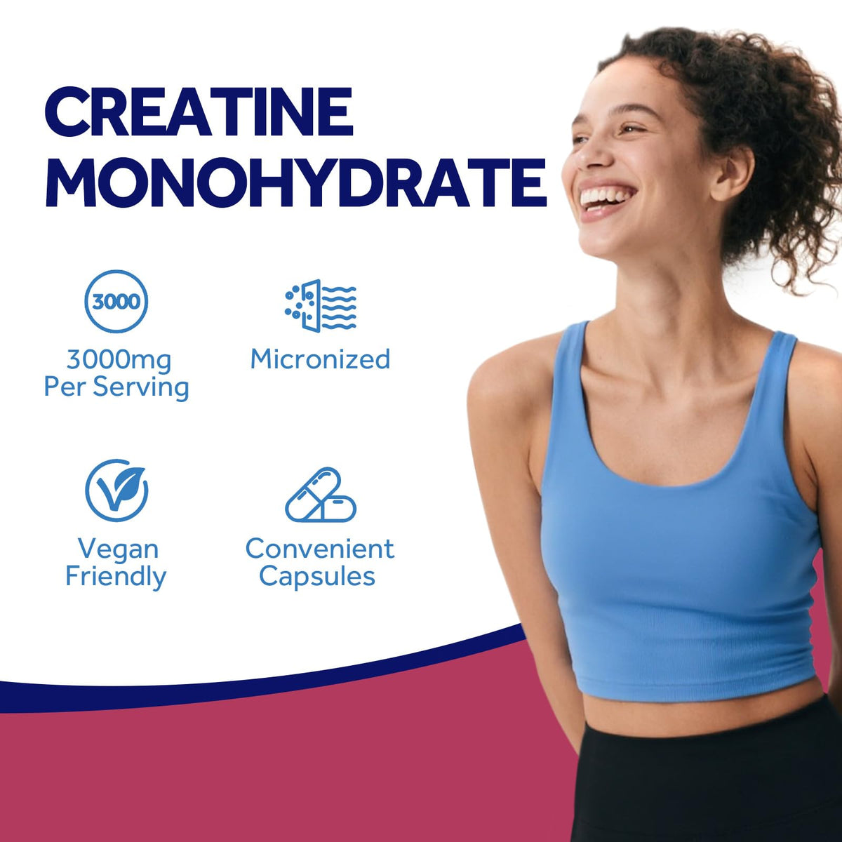 Micronized Creatine Monohydrate 3000 mg Vegan 120 Capsules L649