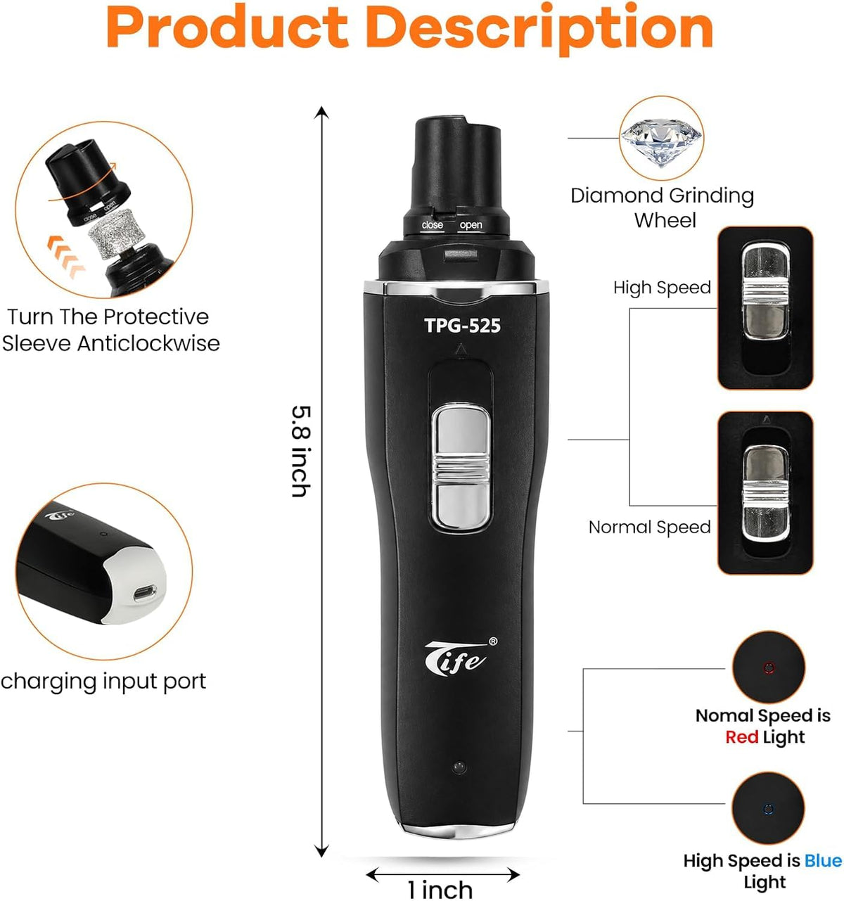 Rechargeable Electric Pet Nail Grinder F7836