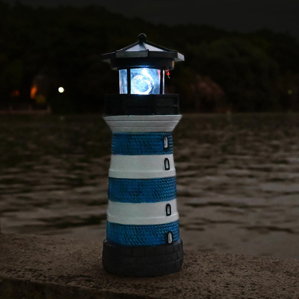 Solar Lighthouse Rotating Beacon Led Yard Statue H77399