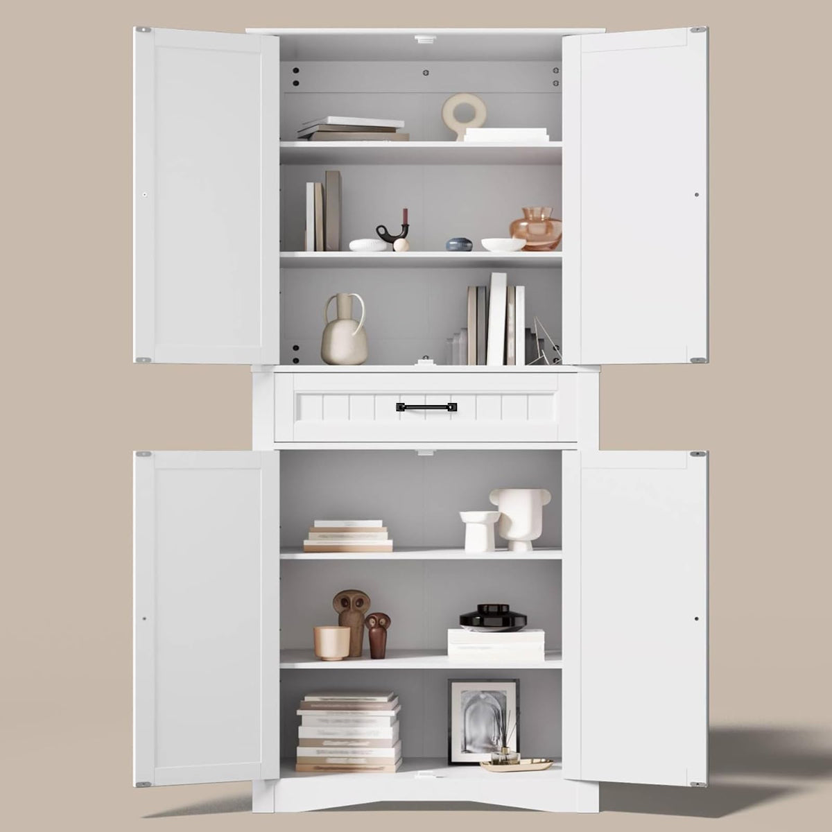 71" White Kitchen Pantry Storage Cabinet Q8543