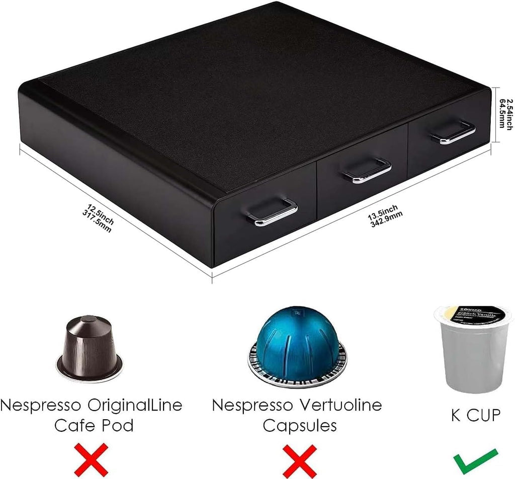 Black 36 Pod Capacity 3 Drawer Coffee Pod Storage Drawer Z382