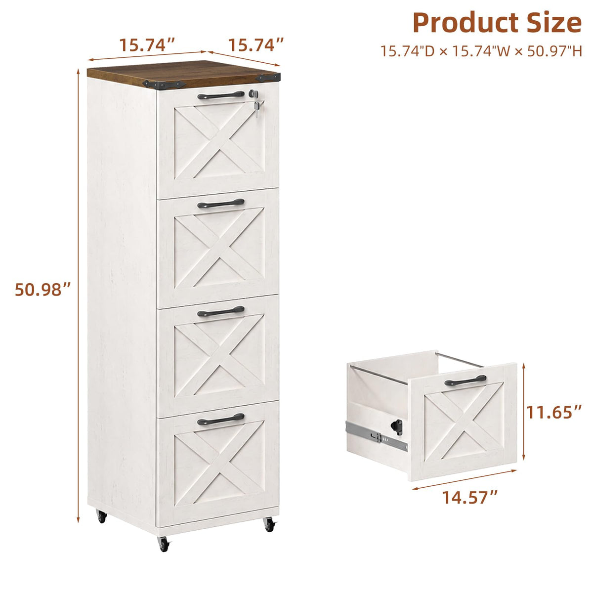 White 4 Drawer Filing Cabinet P110