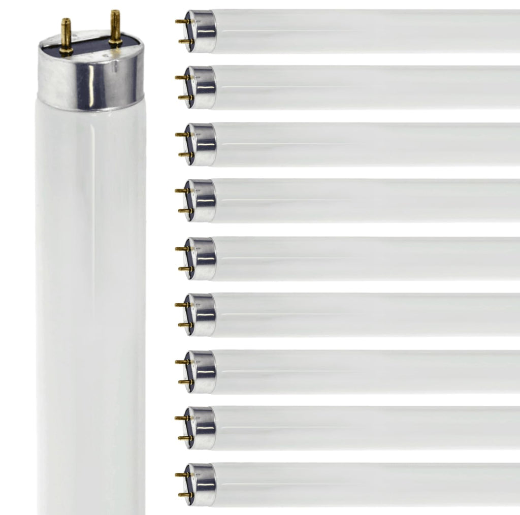 24 Inch T8 Fluorescent Tube Light Bulb 17W 3500K Neutral White G13 Bi-Pin Base 2 Foot Linear Lamp Pack of 10 F7907