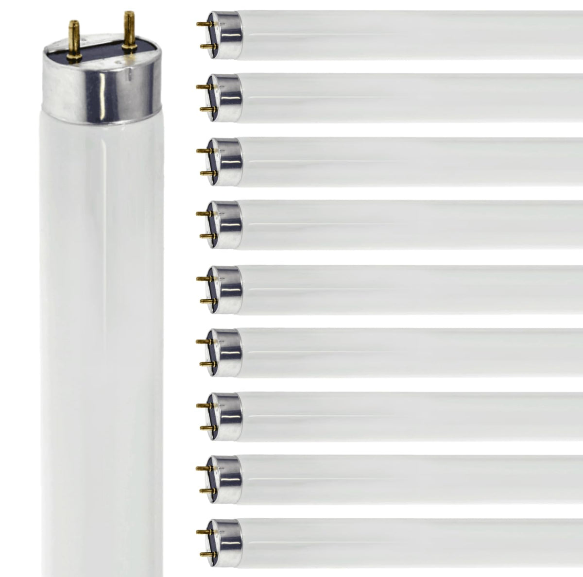 24 Inch T8 Fluorescent Tube Light Bulb 17W 3500K Neutral White G13 Bi-Pin Base 2 Foot Linear Lamp Pack of 10 F7907