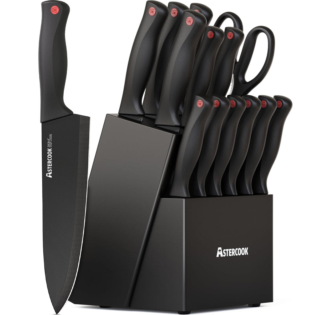 15 Pc German Knife Set with Block and Sharpener J949761