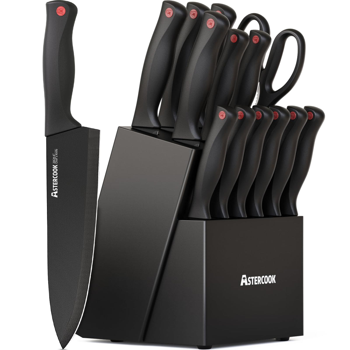 15 Pc German Knife Set with Block and Sharpener J949761