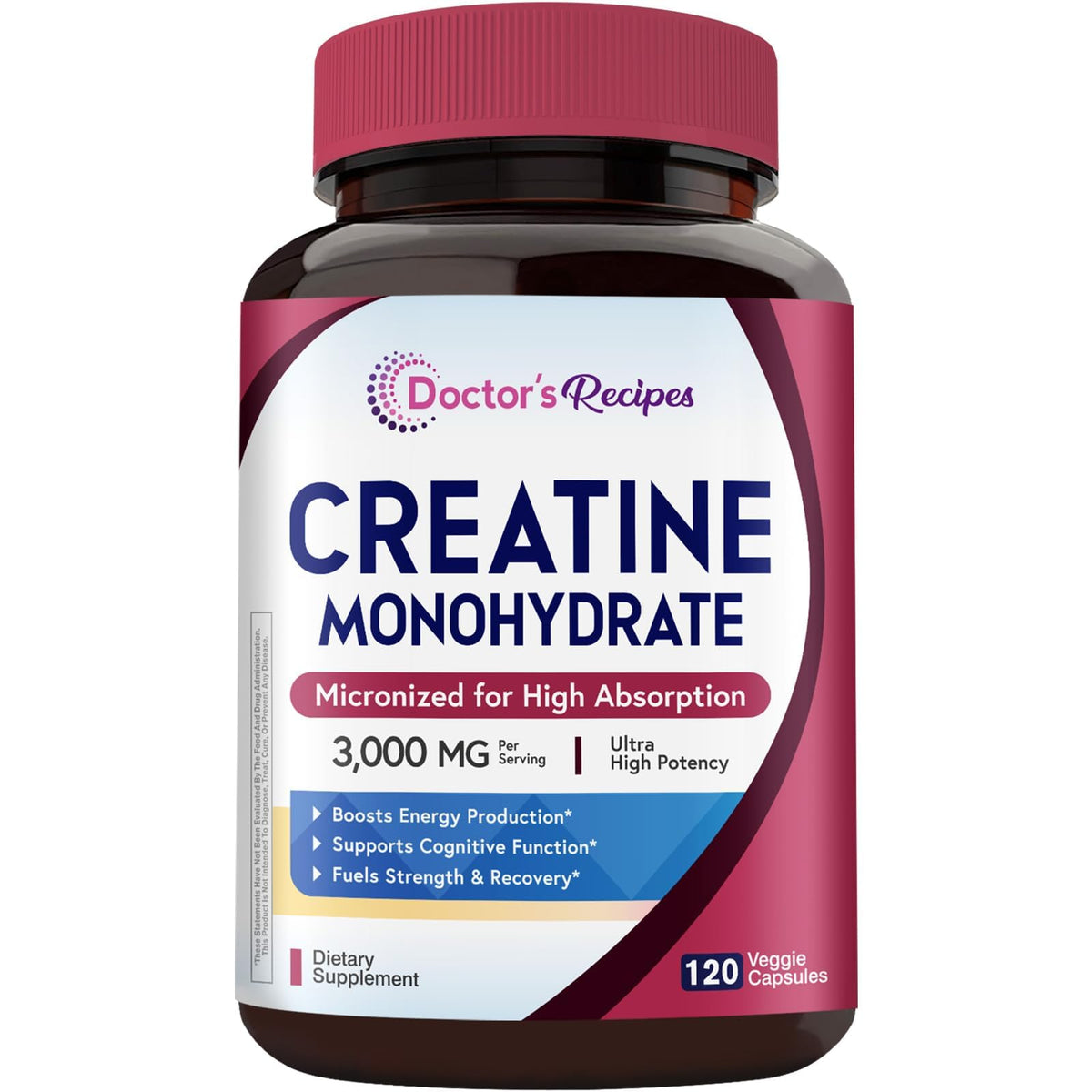 Micronized Creatine Monohydrate 3000 mg Vegan 120 Capsules L649