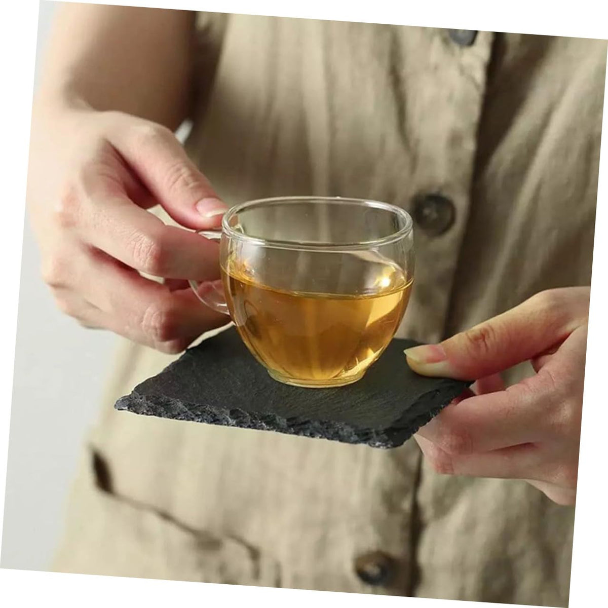 Black Natural Stone Drink Coasters Z38835