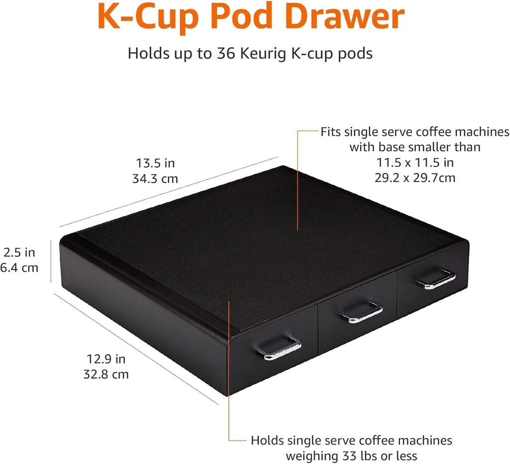 Black 36 Pod Capacity 3 Drawer Coffee Pod Storage Drawer Z382