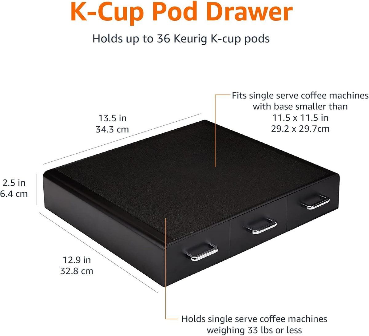 Black 36 Pod Capacity 3 Drawer Coffee Pod Storage Drawer Z382