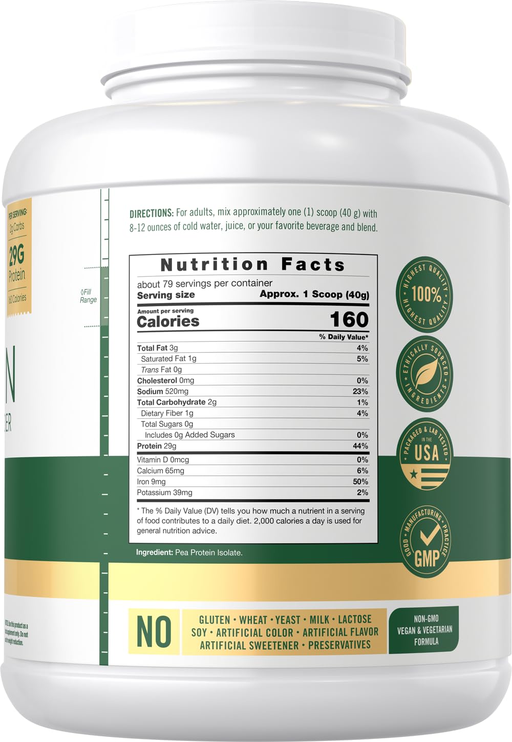 Pea Protein Isolate Powder 7lb Unflavored C356