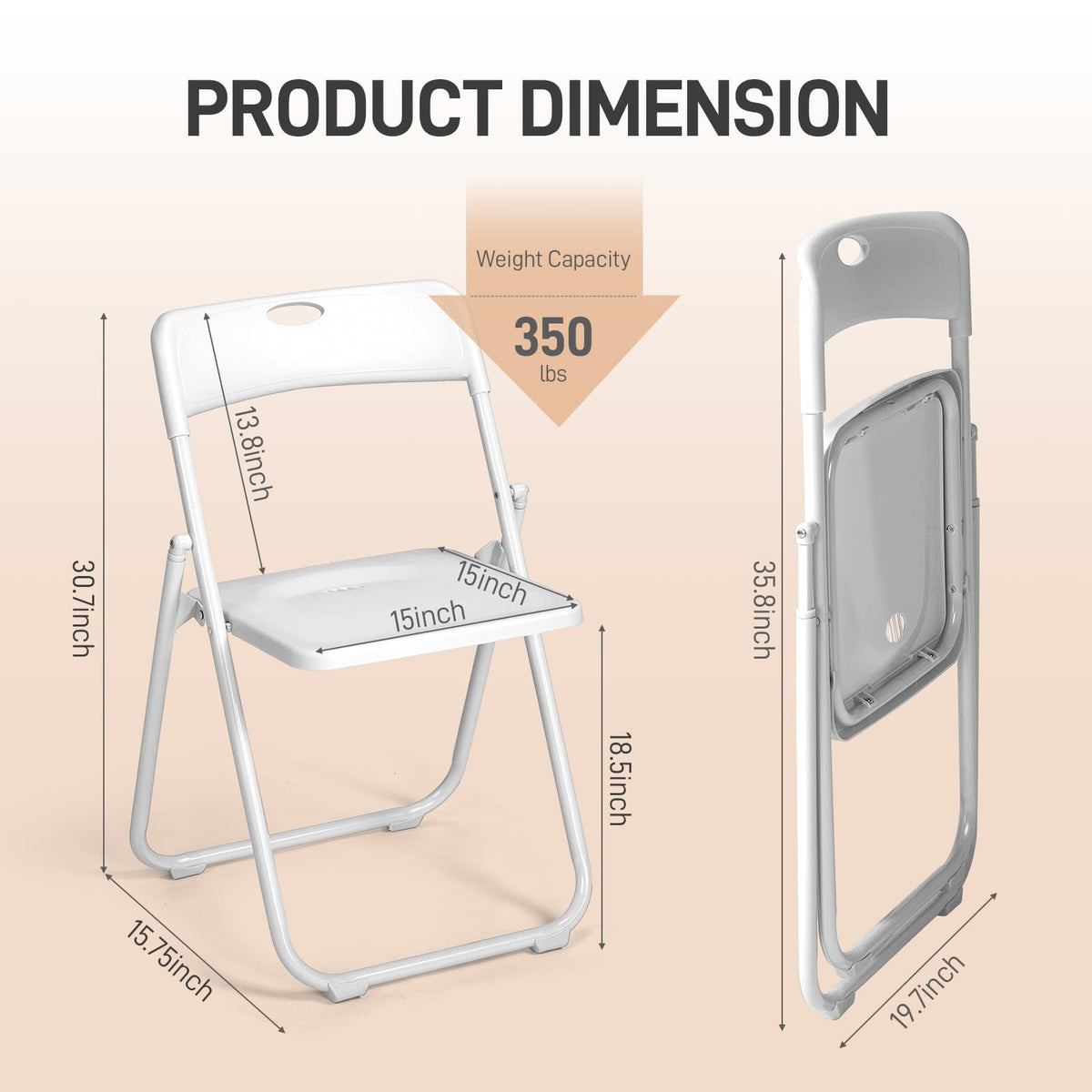 Folding Chairs Set of 10 White Plastic G36610