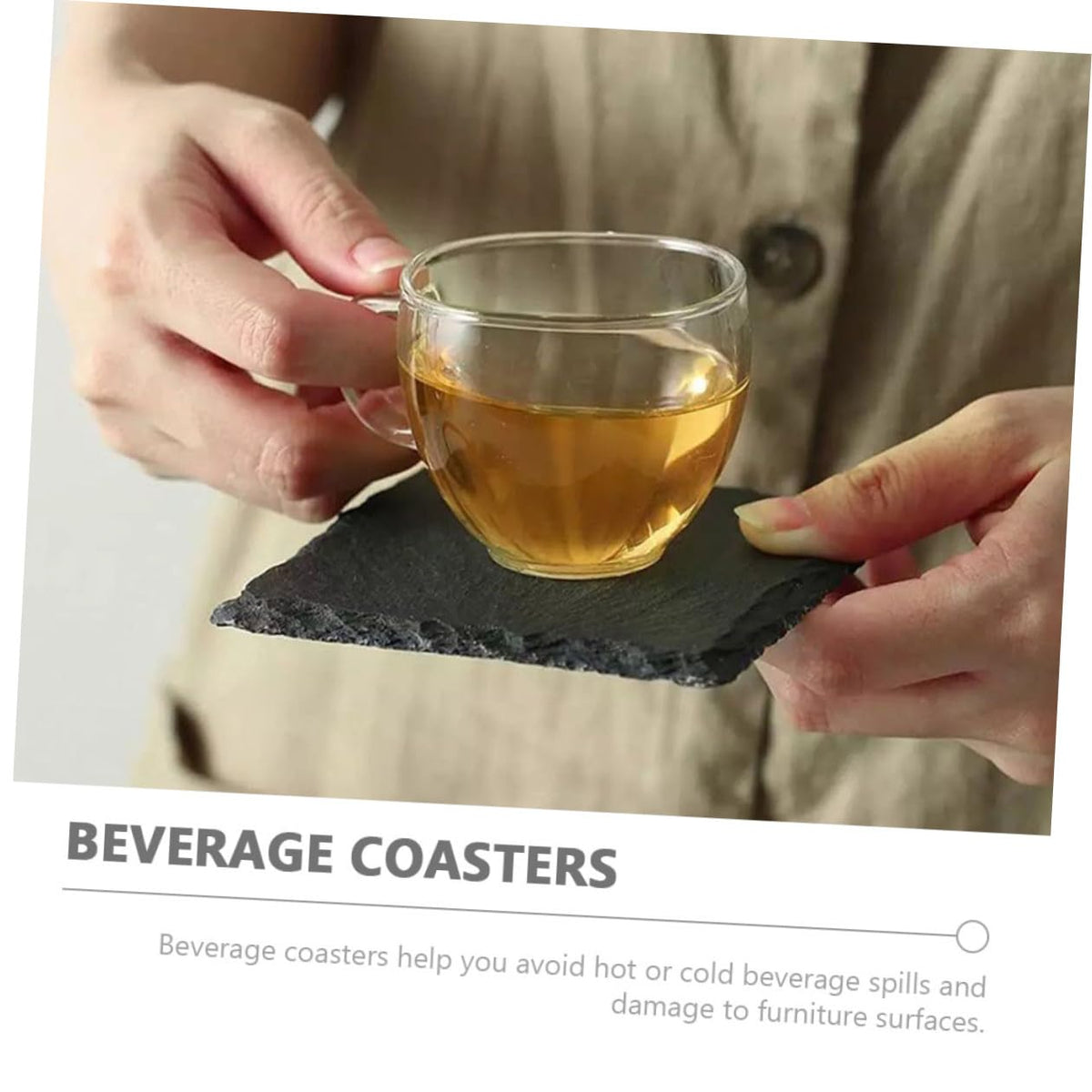 Black Natural Stone Drink Coasters Z38835