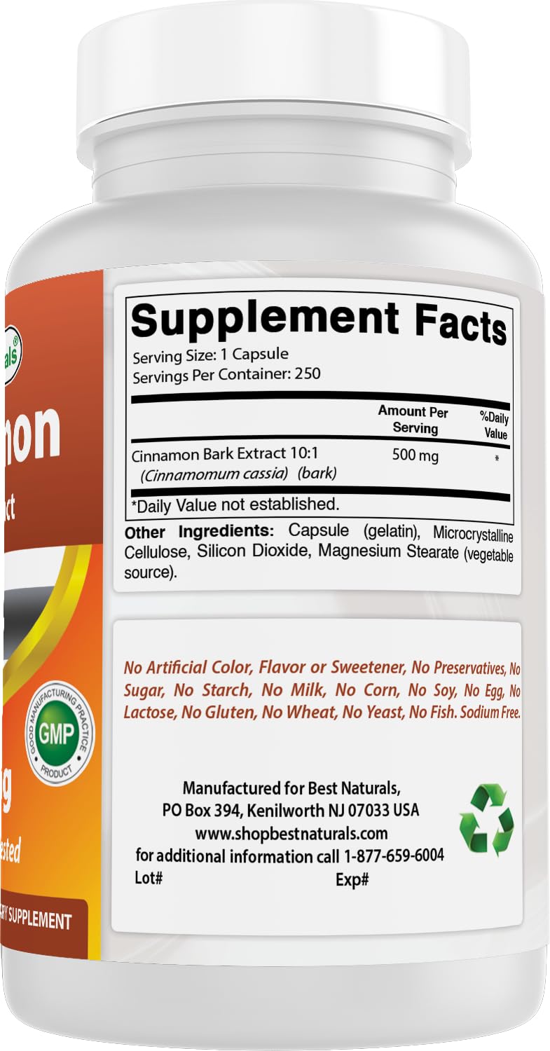 Cinnamon 500 mg 250 Capsules W2752