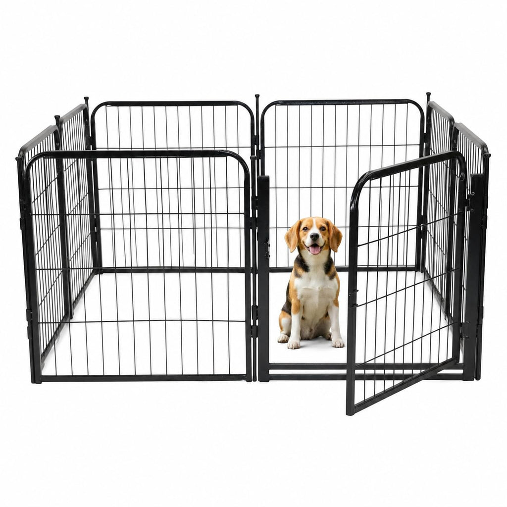 24 inch 8 Panel Portable Black Metal Pet Playpen K2706
