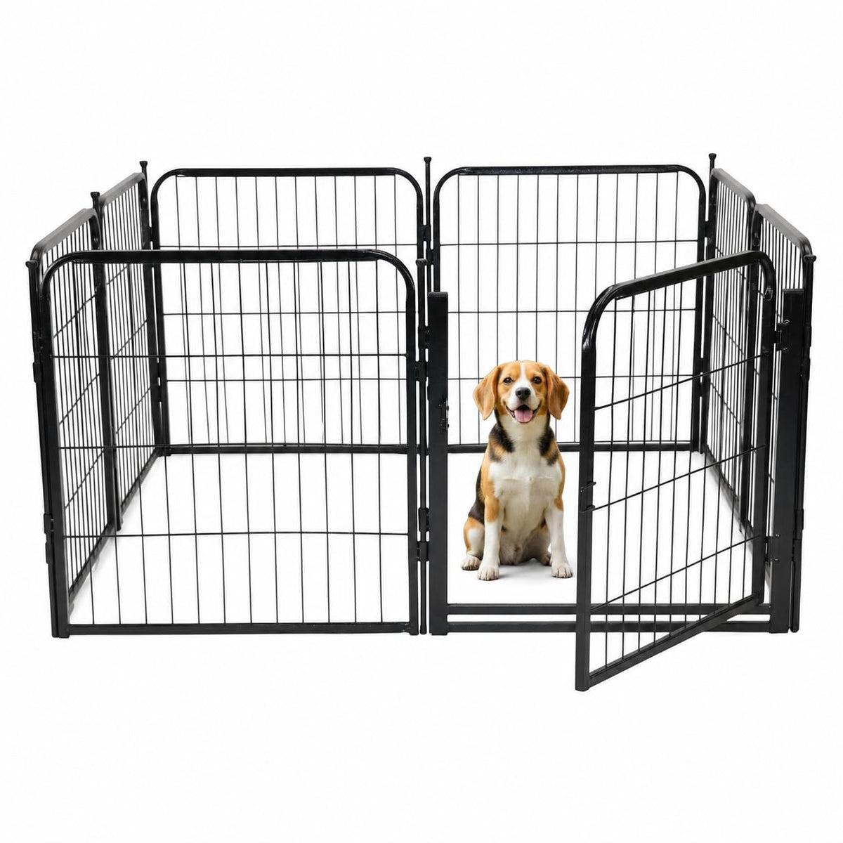 24 inch 8 Panel Portable Black Metal Pet Playpen K2706