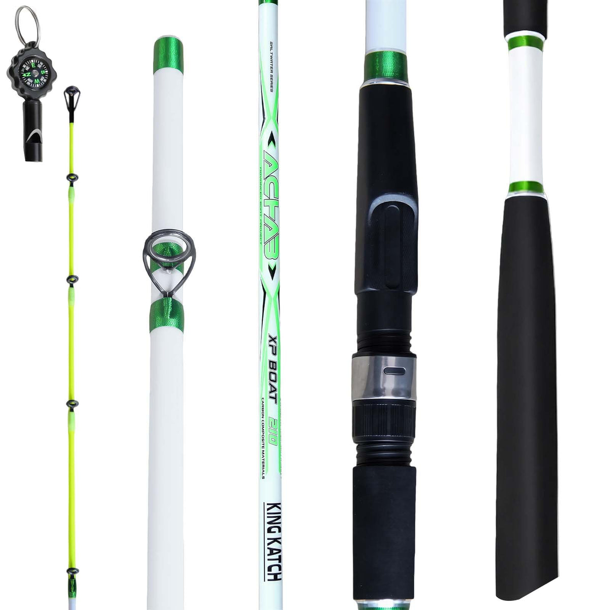 7' Medium Heavy Carbon Graphite Fiberglass Spinning Fishing Rod I140