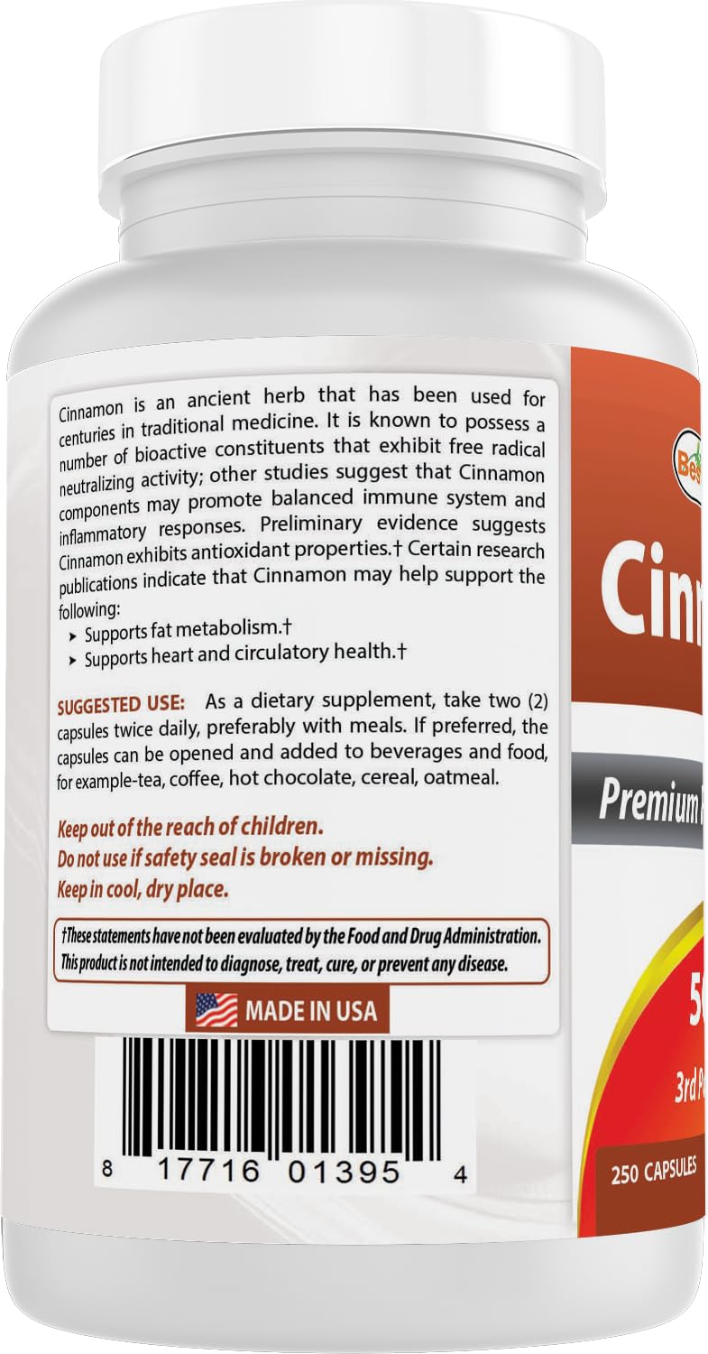 Cinnamon 500 mg 250 Capsules W2752