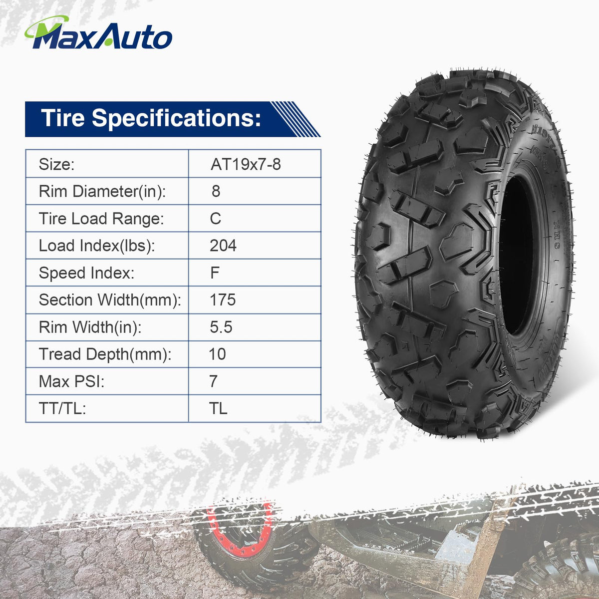 19x7-8 ATV Tires Set of 2 F91235