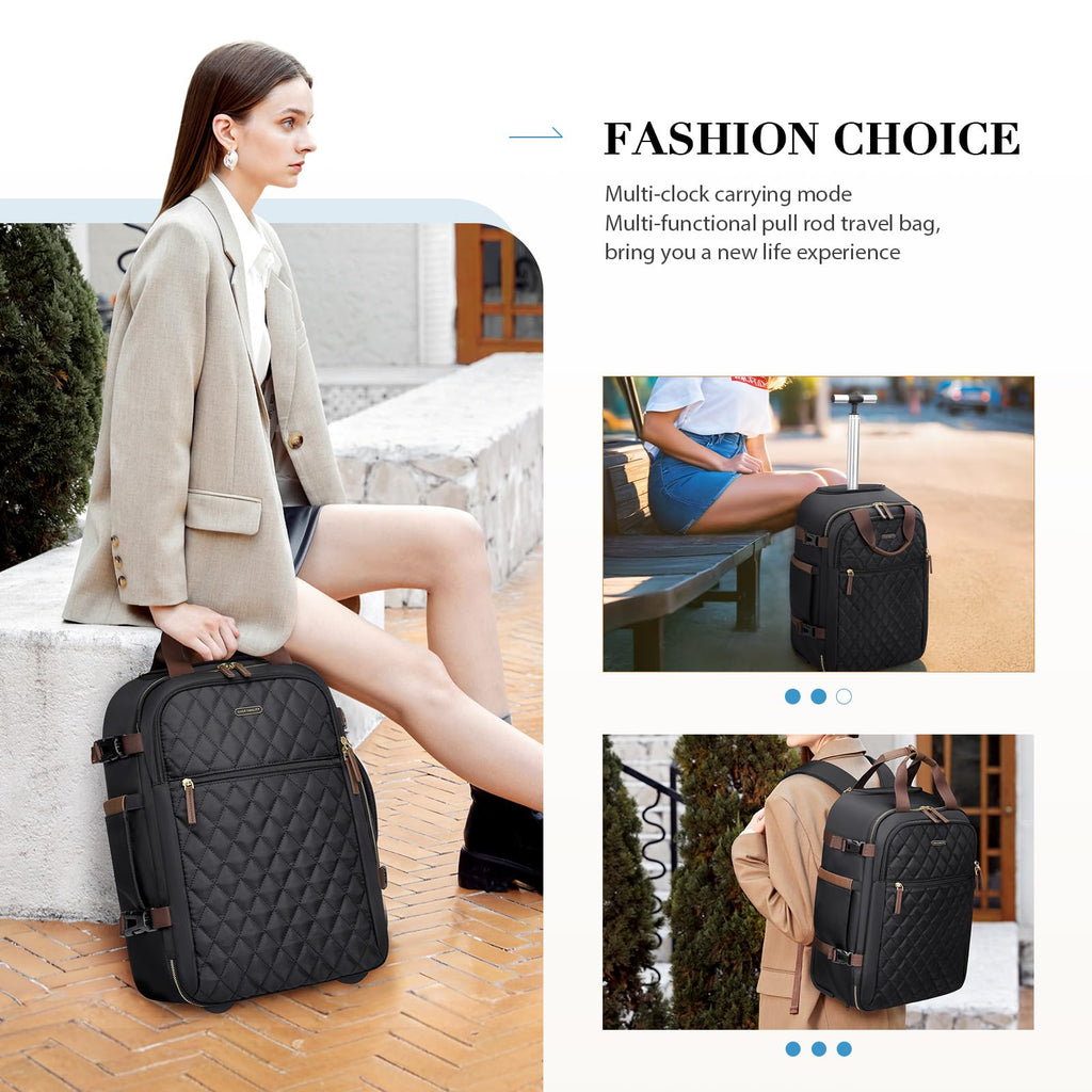 Black Rolling Laptop Backpack with Wheels K44070