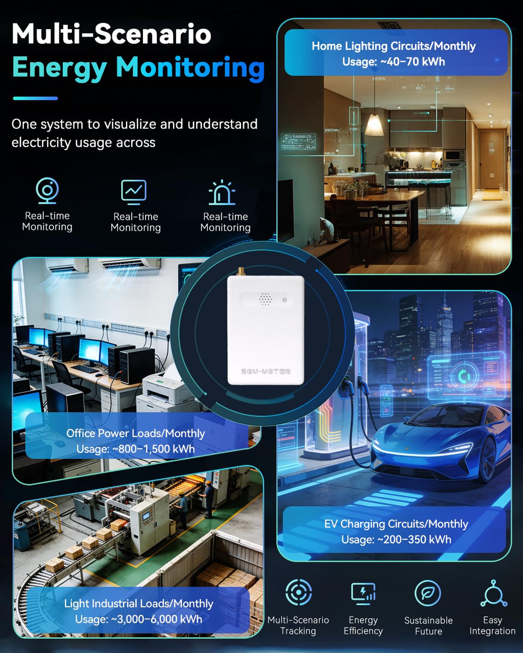 Smart Home Energy Monitor with 16 50A Circuit Level Sensors U992