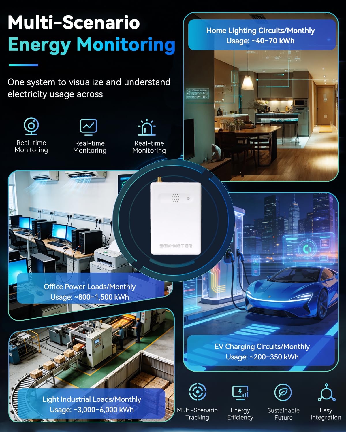 Smart Home Energy Monitor with 16 50A Circuit Level Sensors U992