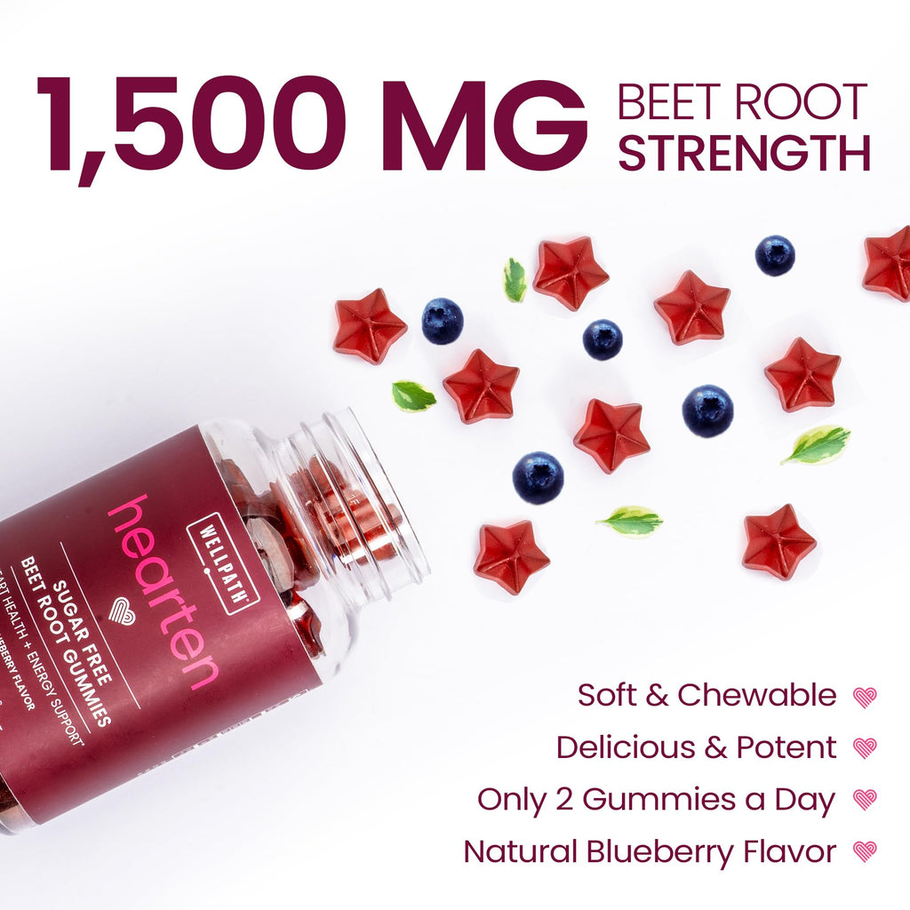 Sugar Free 1500 mg Blueberry Flavor Beet Root Gummies, 60 Ct X1829