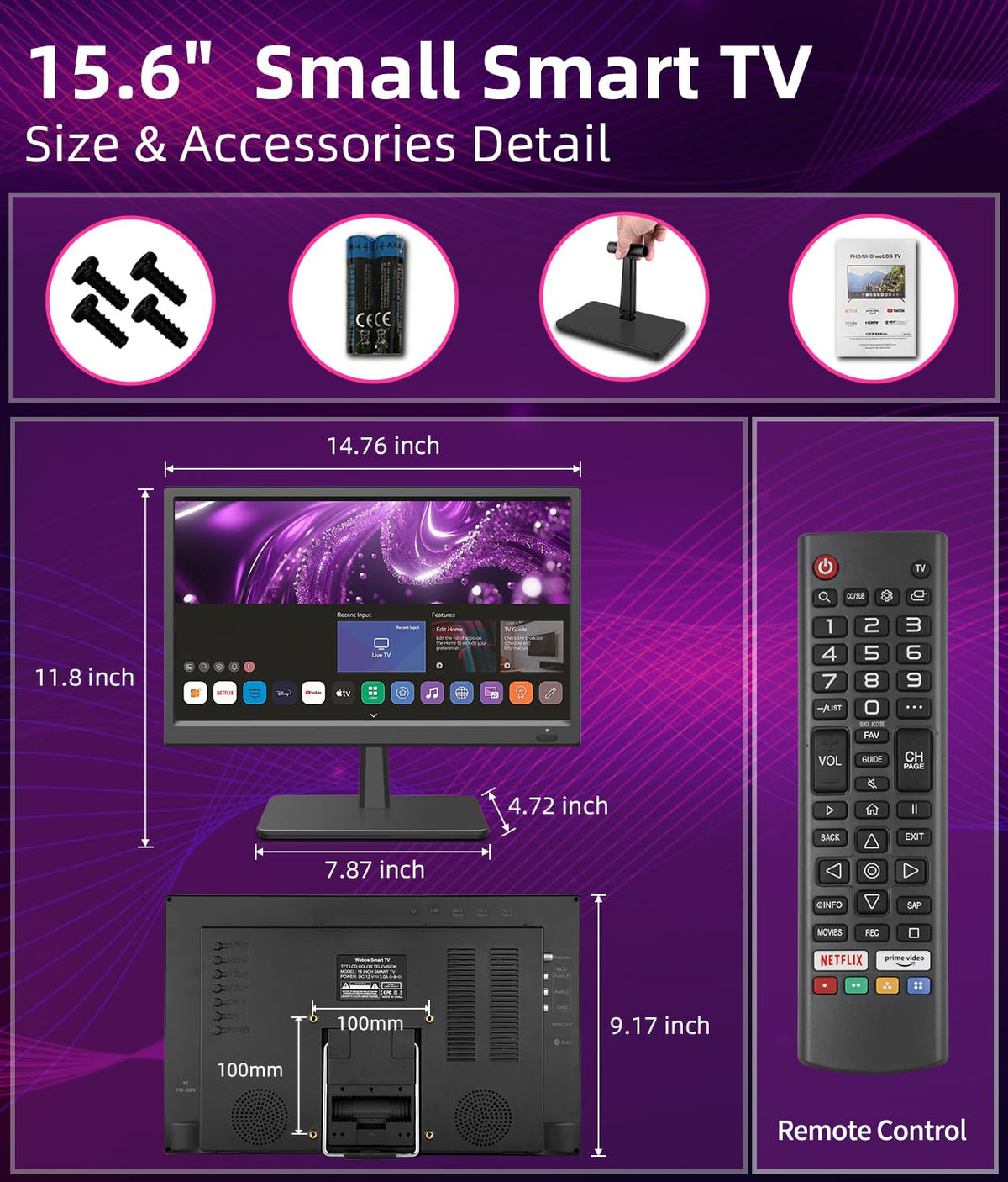 15.6 Inch HD 1080P LED Flat Screen Smart TV I748639