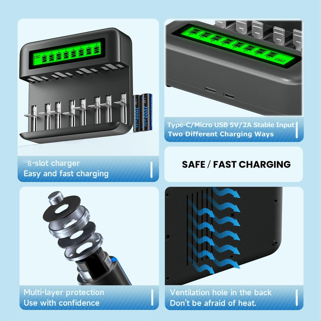 4 Pack Rechargeable D Batteries with Charger W71414