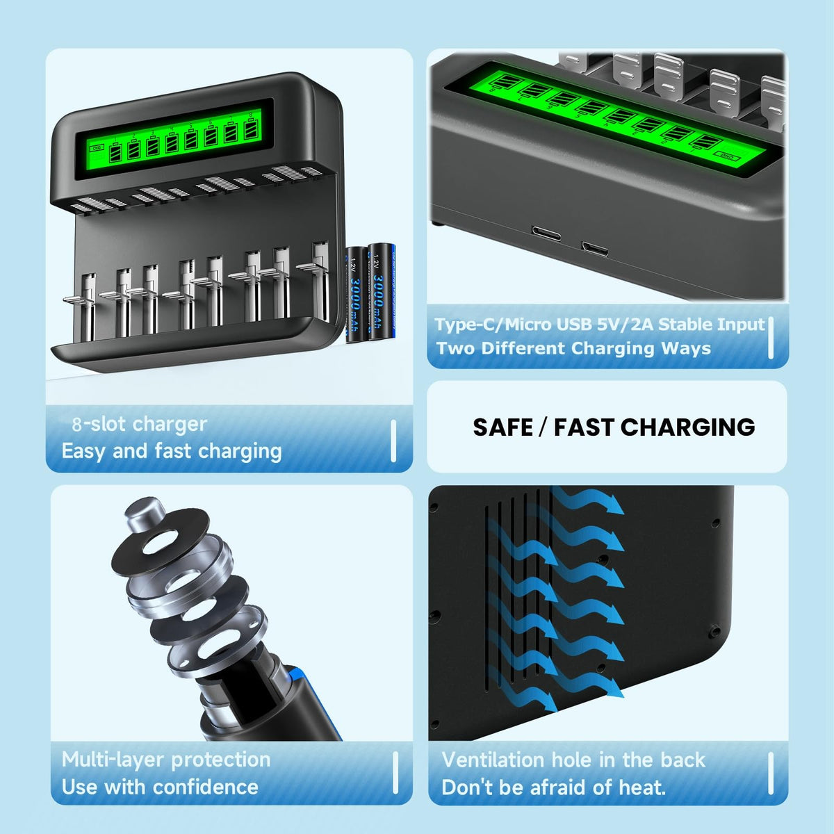 4 Pack Rechargeable D Batteries with Charger W71414