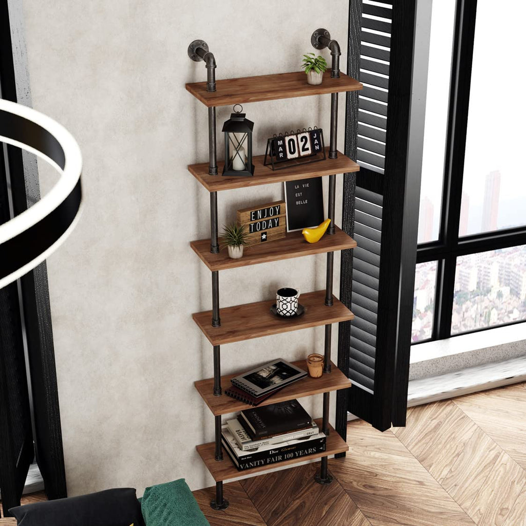 Industrial Pipe 6 Tier Bookshelf I305