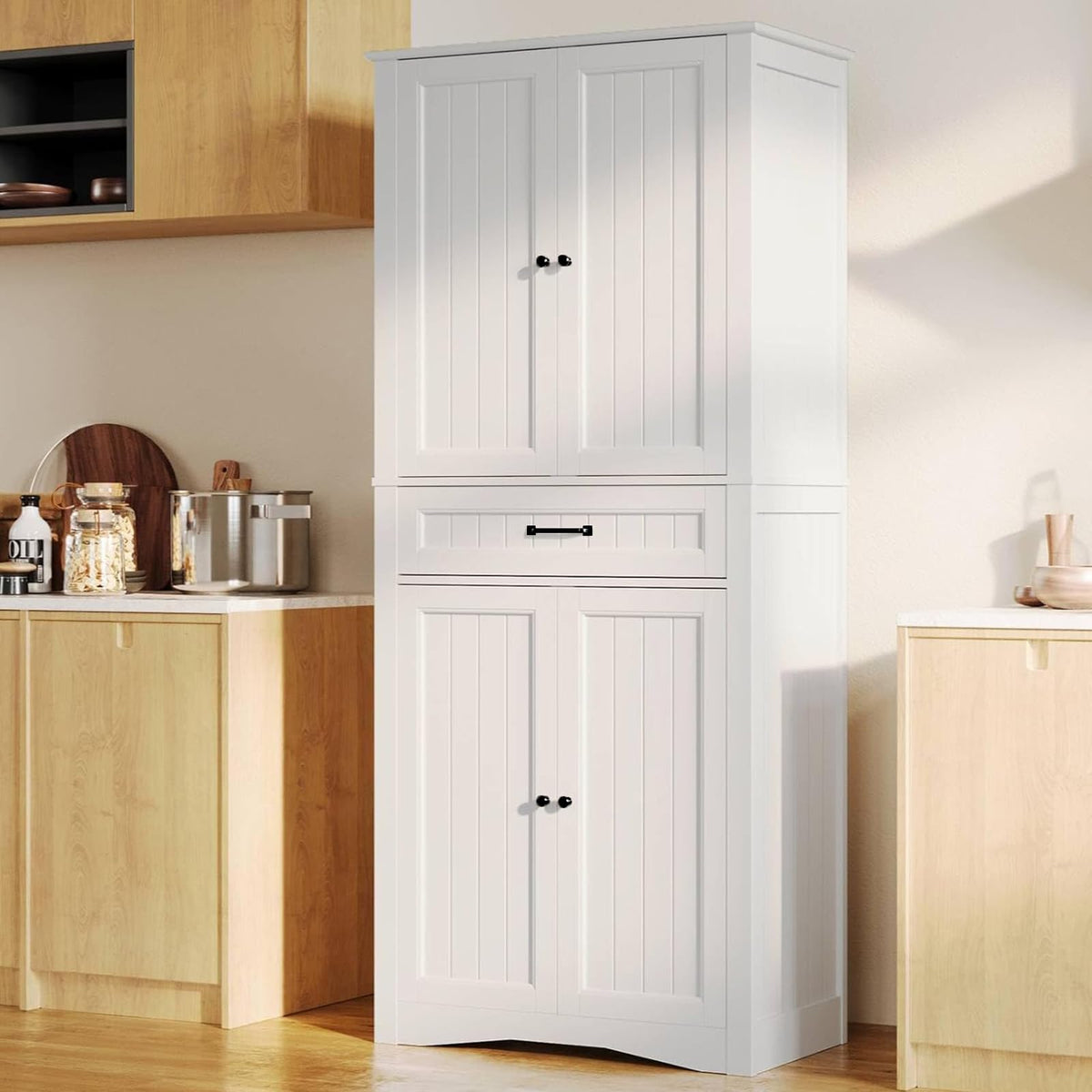71" White Kitchen Pantry Storage Cabinet Q8543