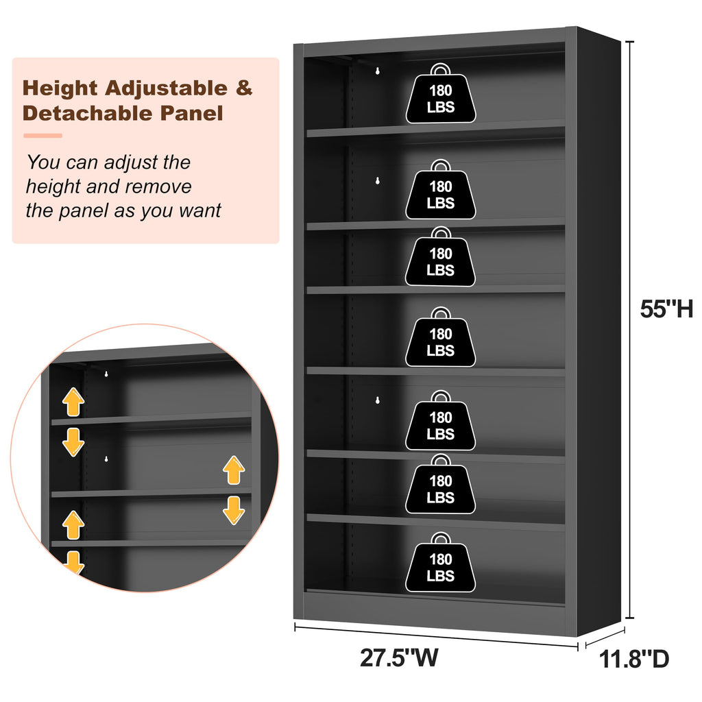 7 Tier Metal Media Storage Cabinet with Adjustable Shelves G53701