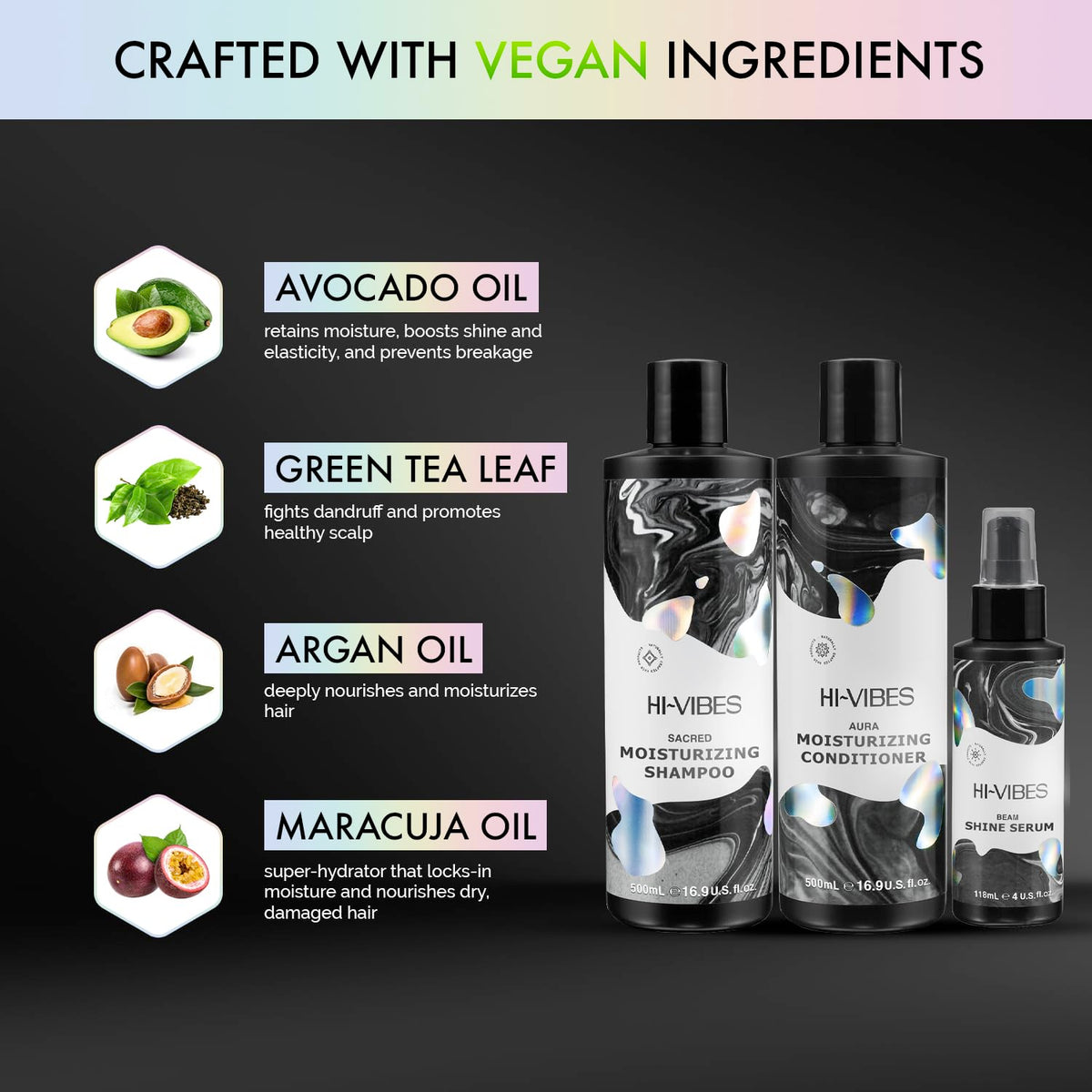 Vegan Argan Oil Shampoo Conditioner and Serum Set M5289