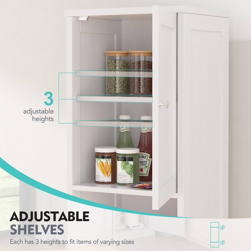 Tall Narrow Bathroom Storage Cabinet with Adjustable Shelves, White L243683