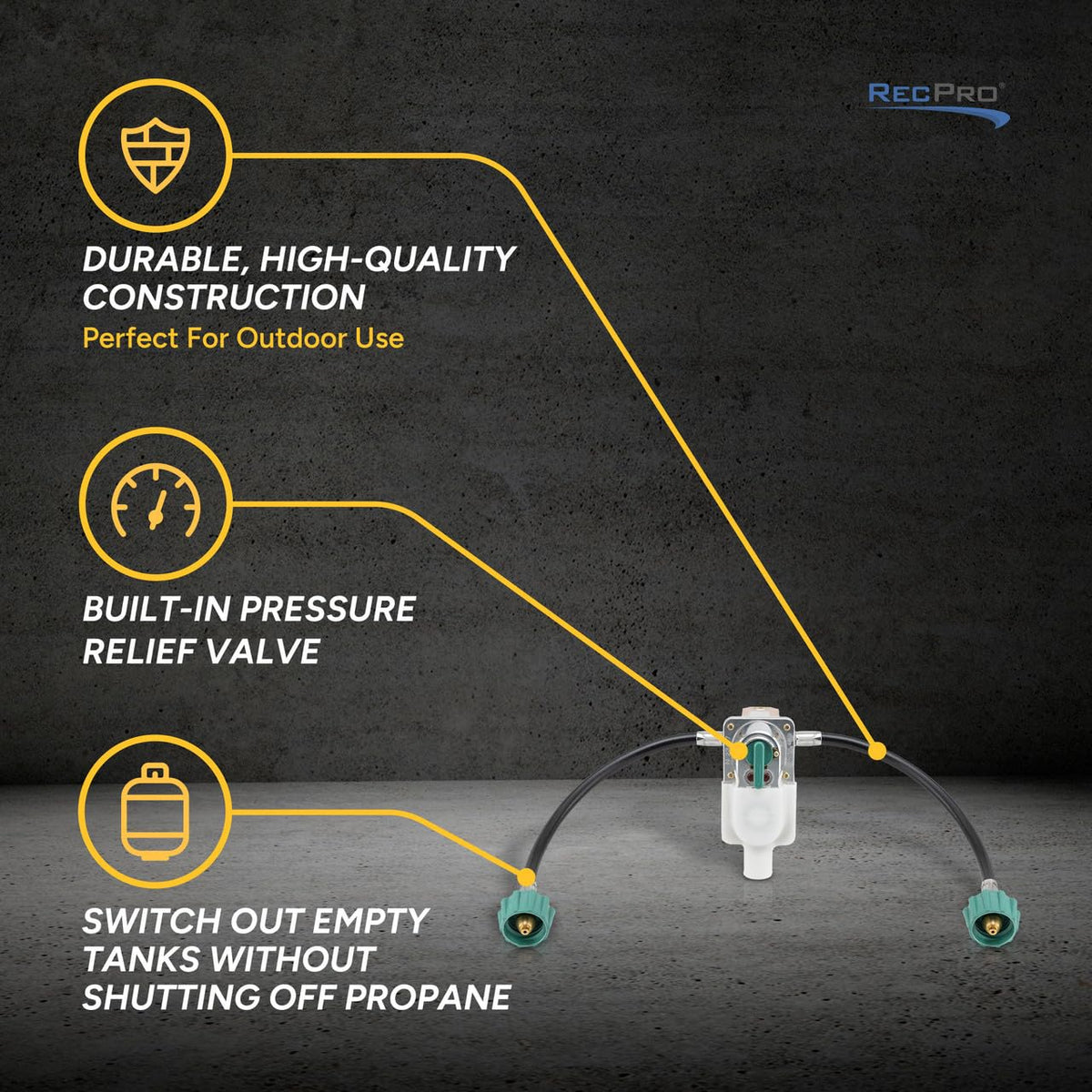 RV 2-Stage Auto Changeover Propane Regulator with Hose V793