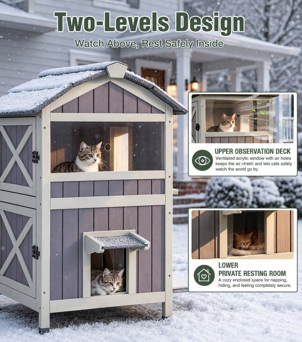 2-Level Weatherproof Cat House E6540