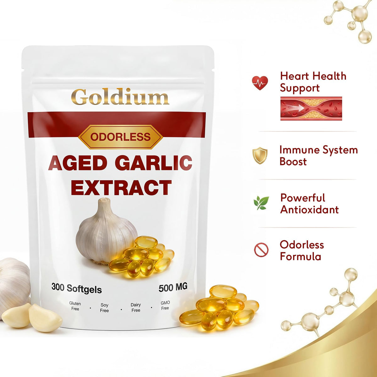 Odorless Aged Garlic Extract 500mg Softgels 300 Count S1543